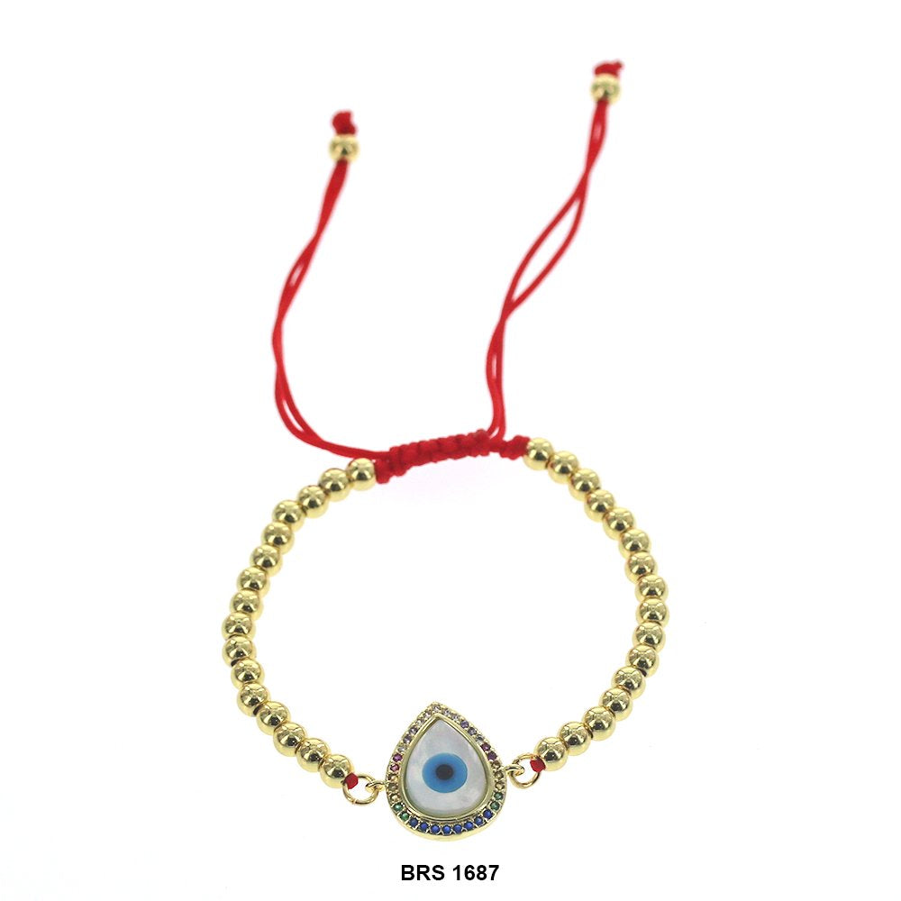 Pulsera Ajustable Evil Eye Hilo Y Abalorios BRS 1687