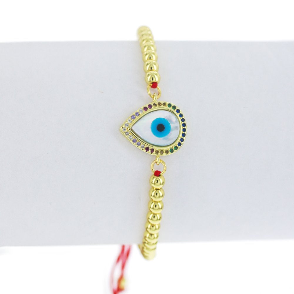 Pulsera Ajustable Evil Eye Hilo Y Abalorios BRS 1687