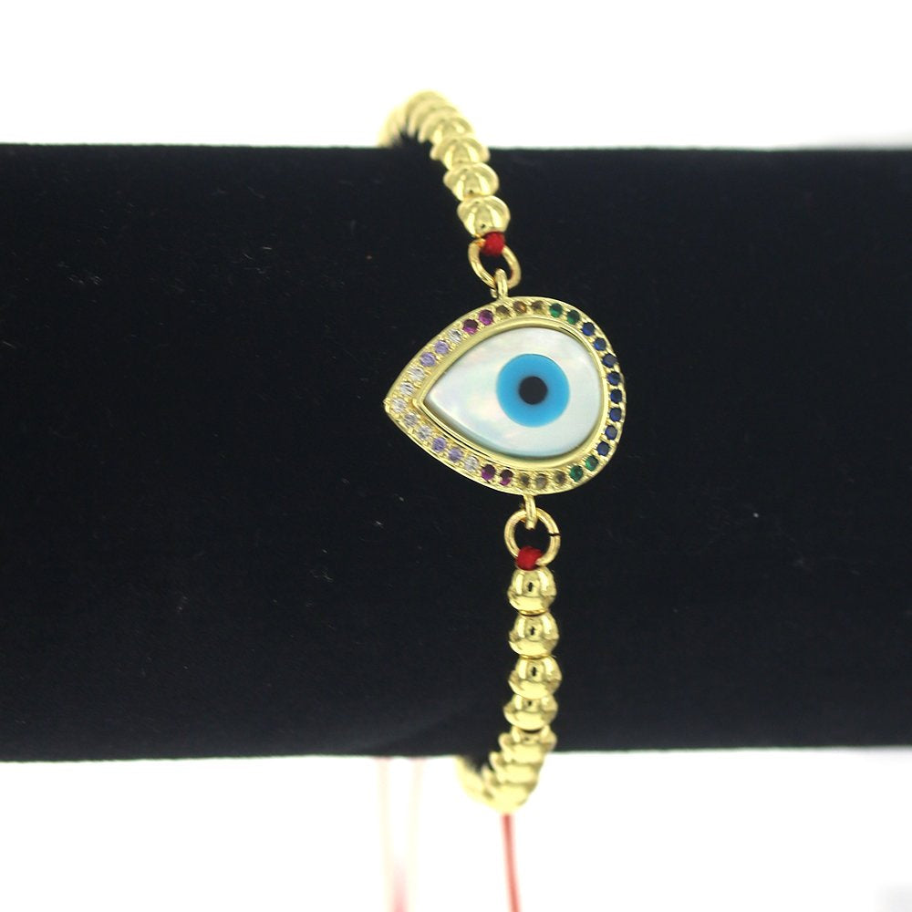 Evil Eye Thread And Beads Adjustable Bracelet BRS 1687