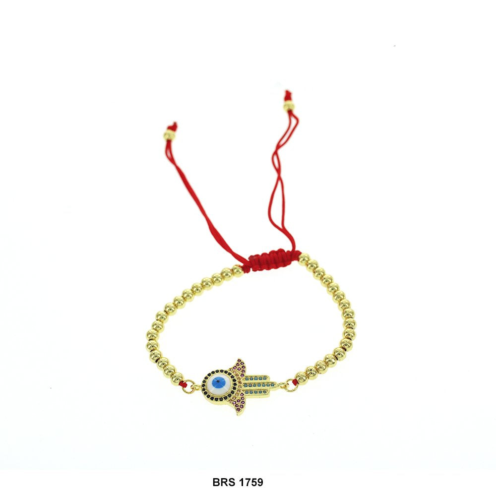 Pulsera Mano Hamsa Abalorios E Hilos BRS 1759