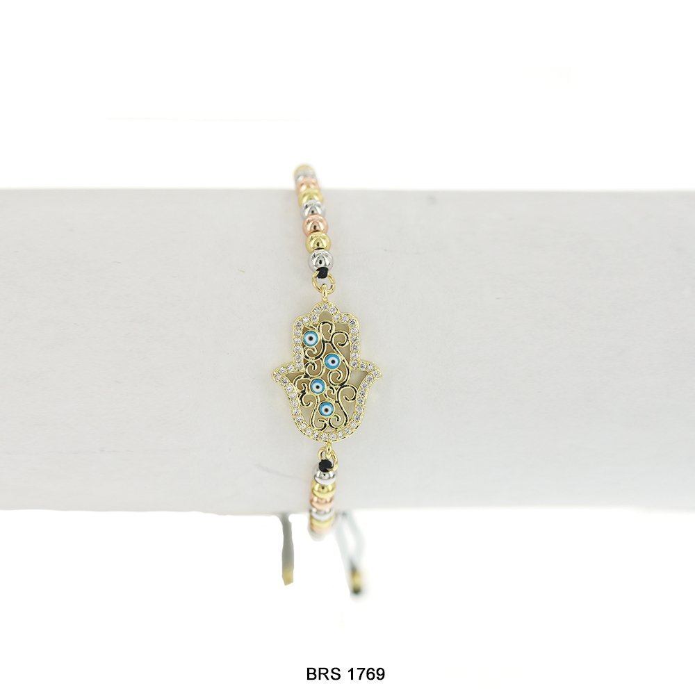 Pulsera Mano Hamsa Abalorios E Hilos BRS 1769