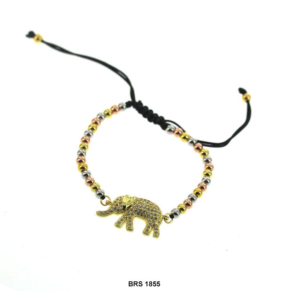 Elephant Thread And Beads Adjustable Bracelet BRS 1855