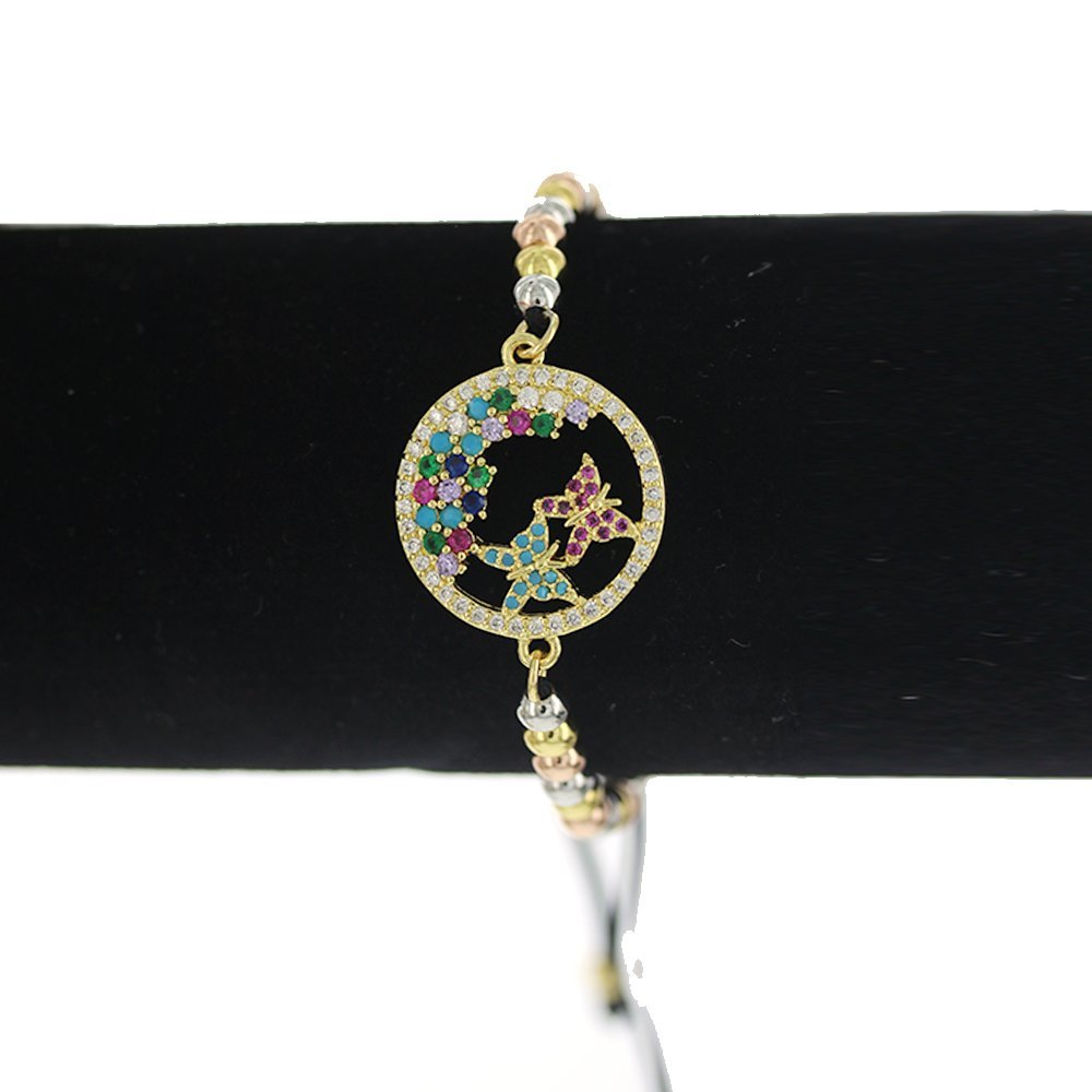 Pulsera Ajustable Mariposa Hilo Y Cuentas BRS 1856