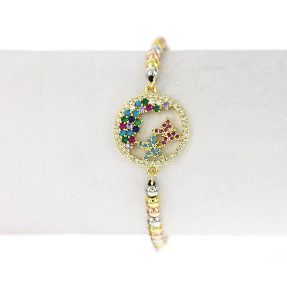 Pulsera Ajustable Mariposa Hilo Y Cuentas BRS 1856