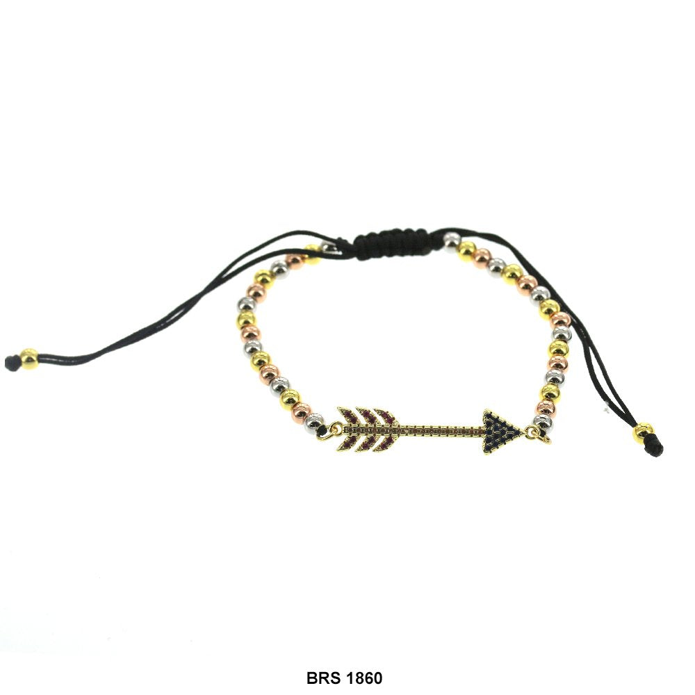 Pulsera Ajustable Flecha Hilo Y Cuentas BRS 1860