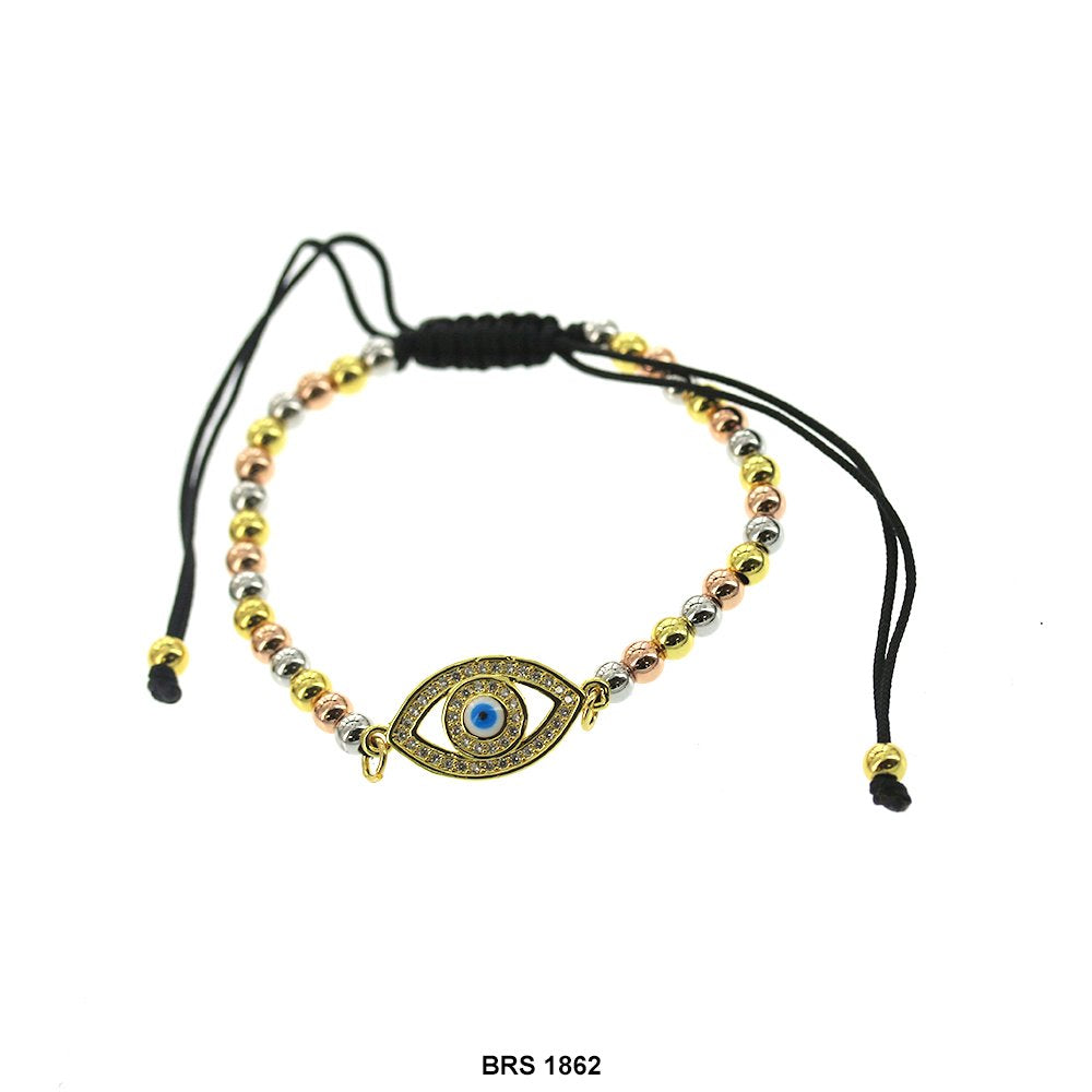 Evil Eye Thread And Beads Adjustable Bracelet BRS 1862