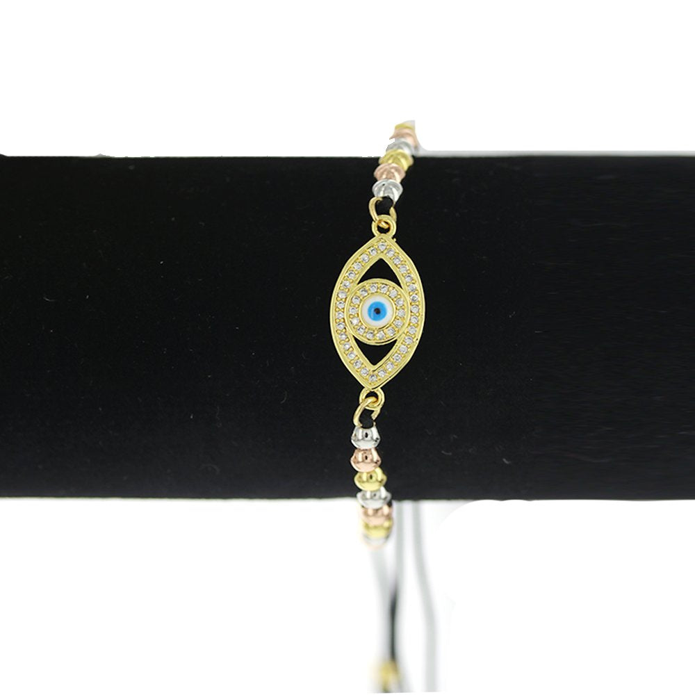 Evil Eye Thread And Beads Adjustable Bracelet BRS 1862