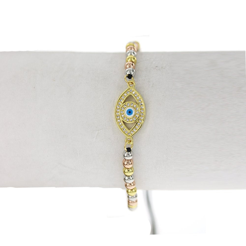 Evil Eye Thread And Beads Adjustable Bracelet BRS 1862