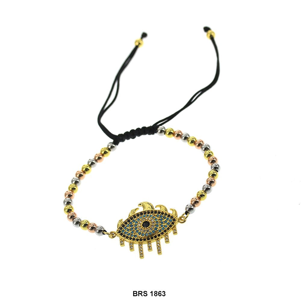 Evil Eye Thread And Beads Adjustable Bracelet BRS 1863