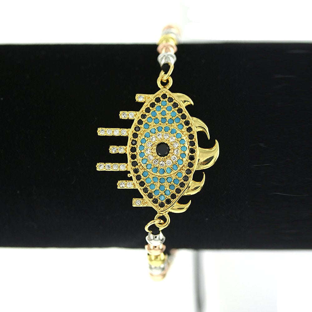 Pulsera Ajustable Evil Eye Hilo Y Abalorios BRS 1863