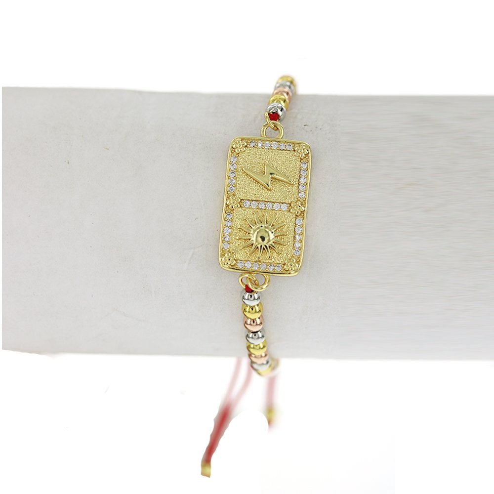 Sun Lightning Thread And Beads Adjustable Bracelet BRS 1875