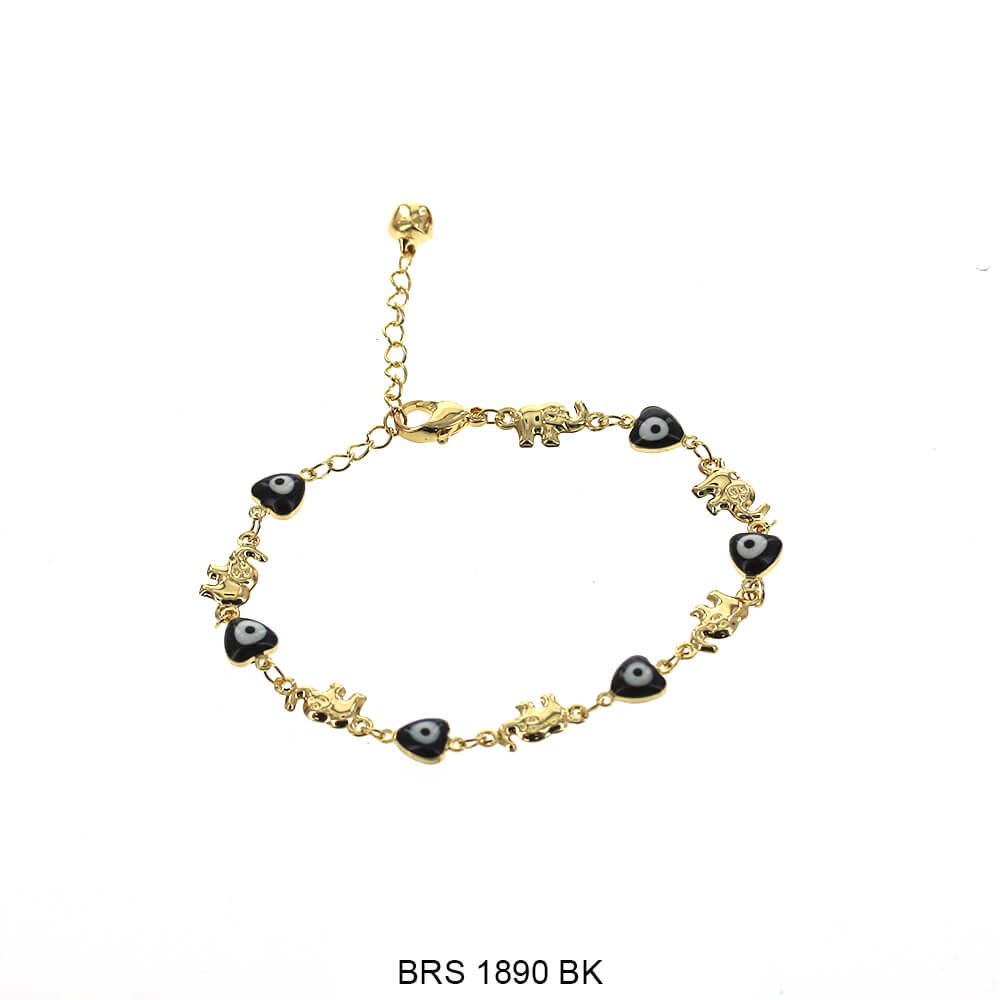 Pulsera Elefante Con Corazón Mal De Ojo BRS 1890 BK