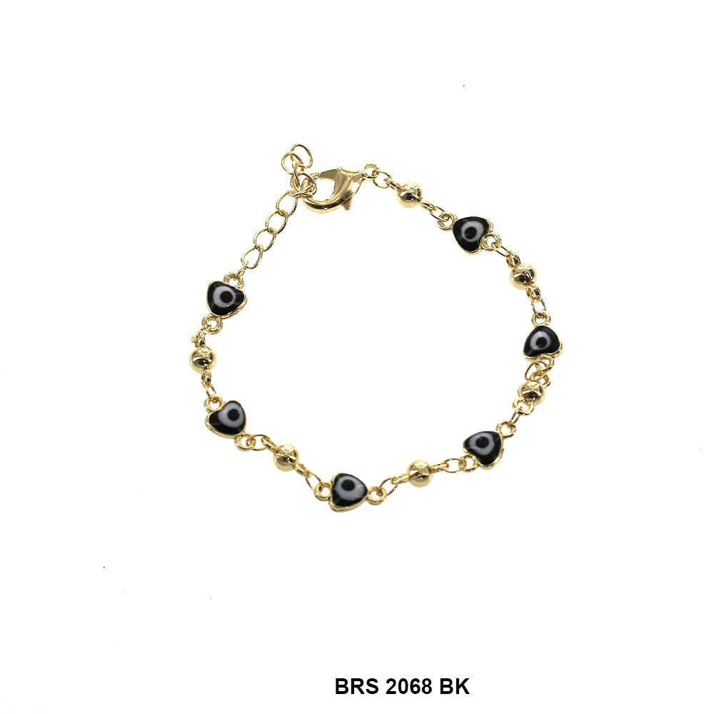 Pulseras de mal de ojo con corazón para niños BRS 2068 BK