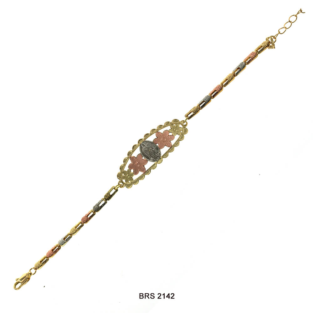 Guadalupe Con Flores Pulsera Tricolor BRS 2142