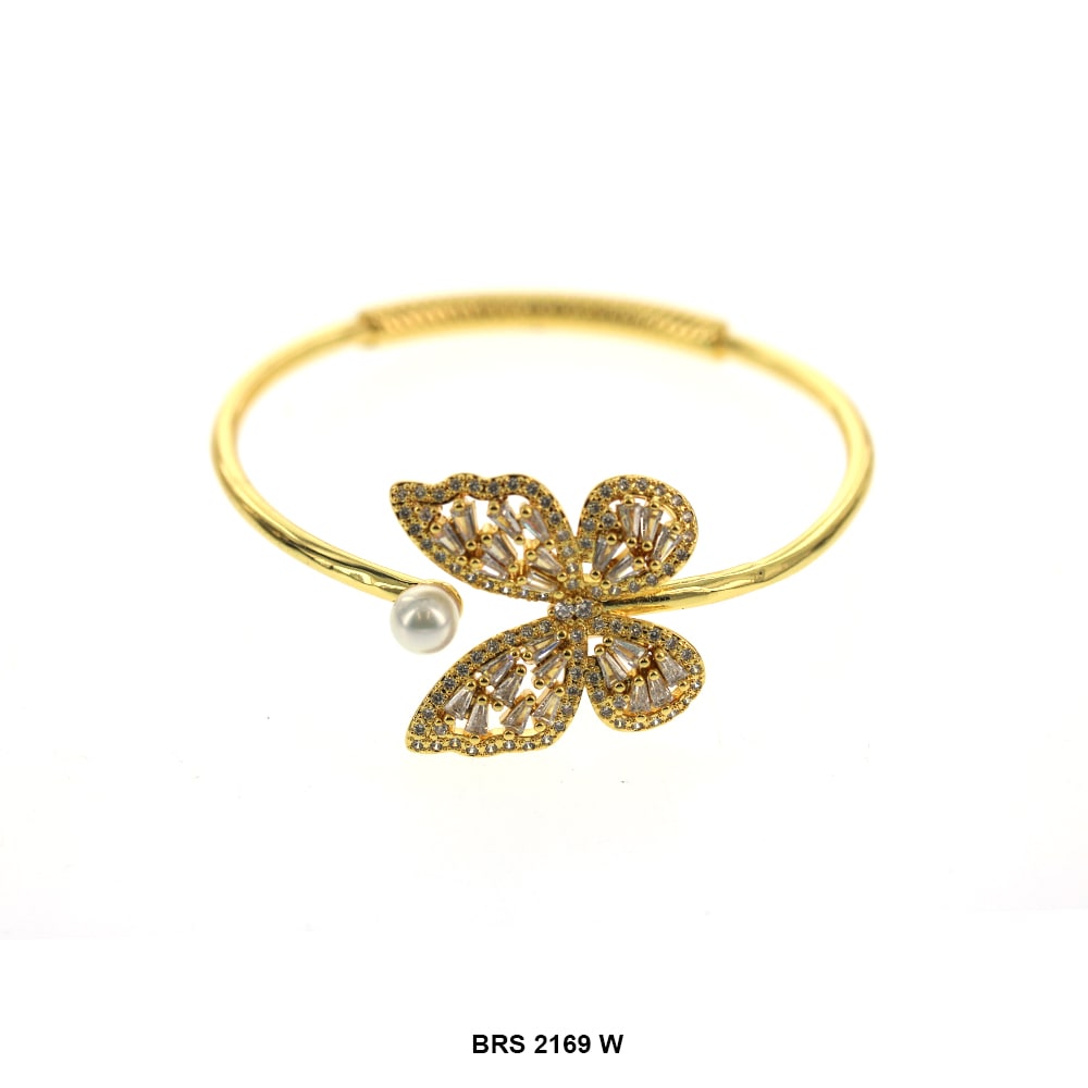 Butterfly Open Bangle Bracelet BRS 2169 W