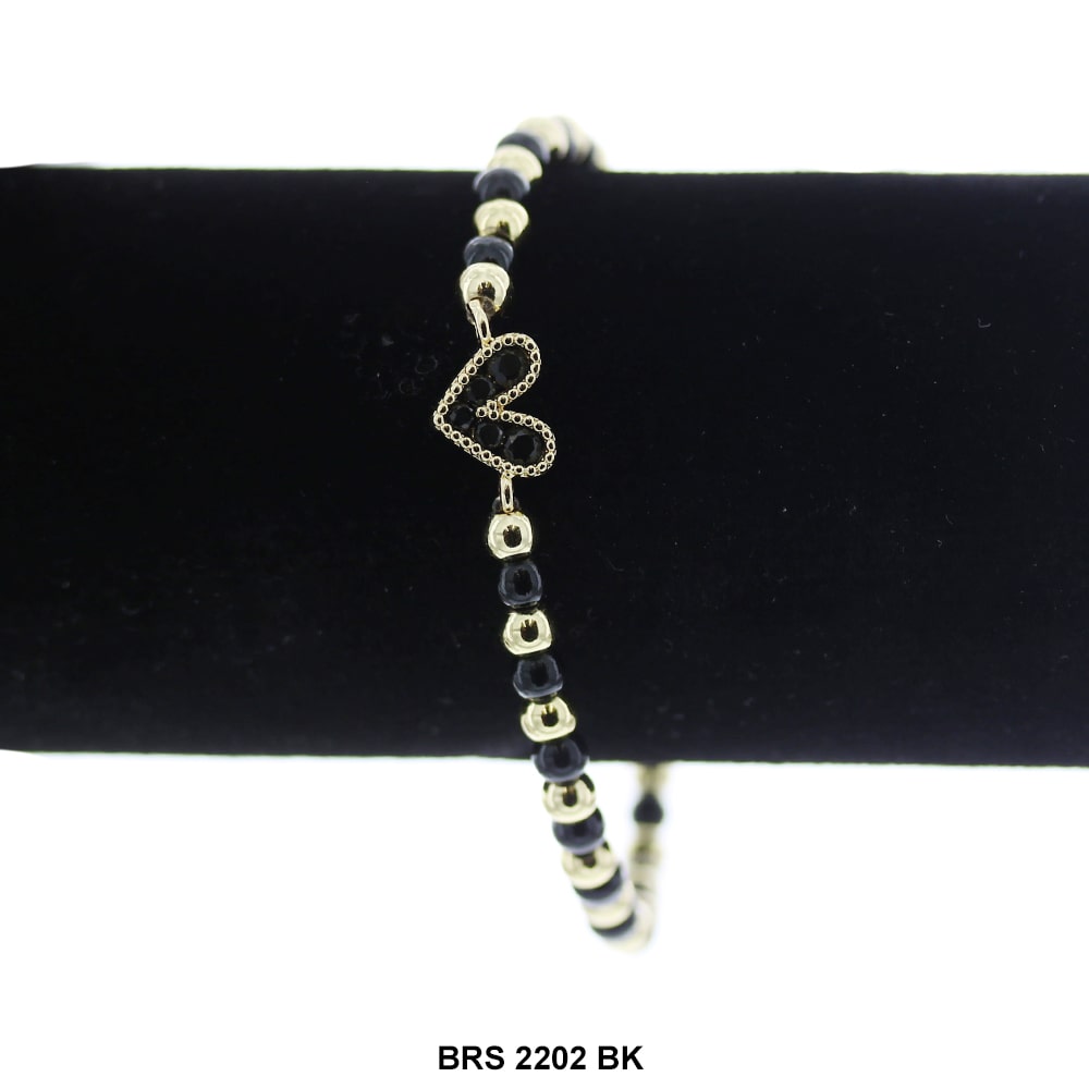 Heart Beaded Bracelet BRS 2202 BK