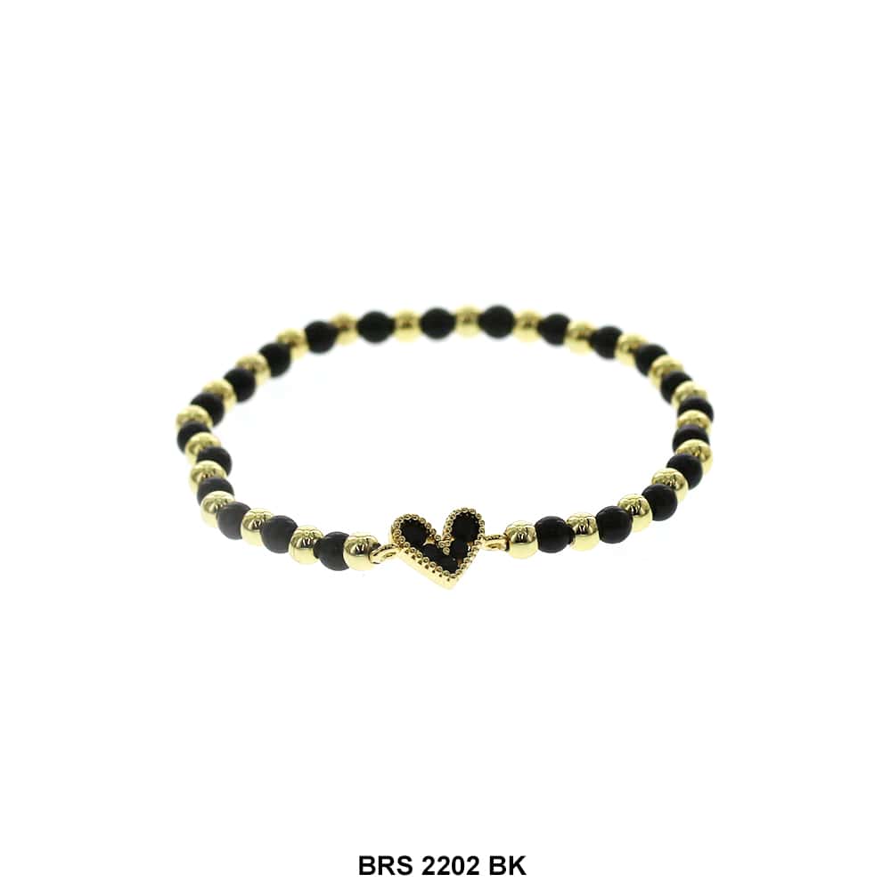 Heart Beaded Bracelet BRS 2202 BK