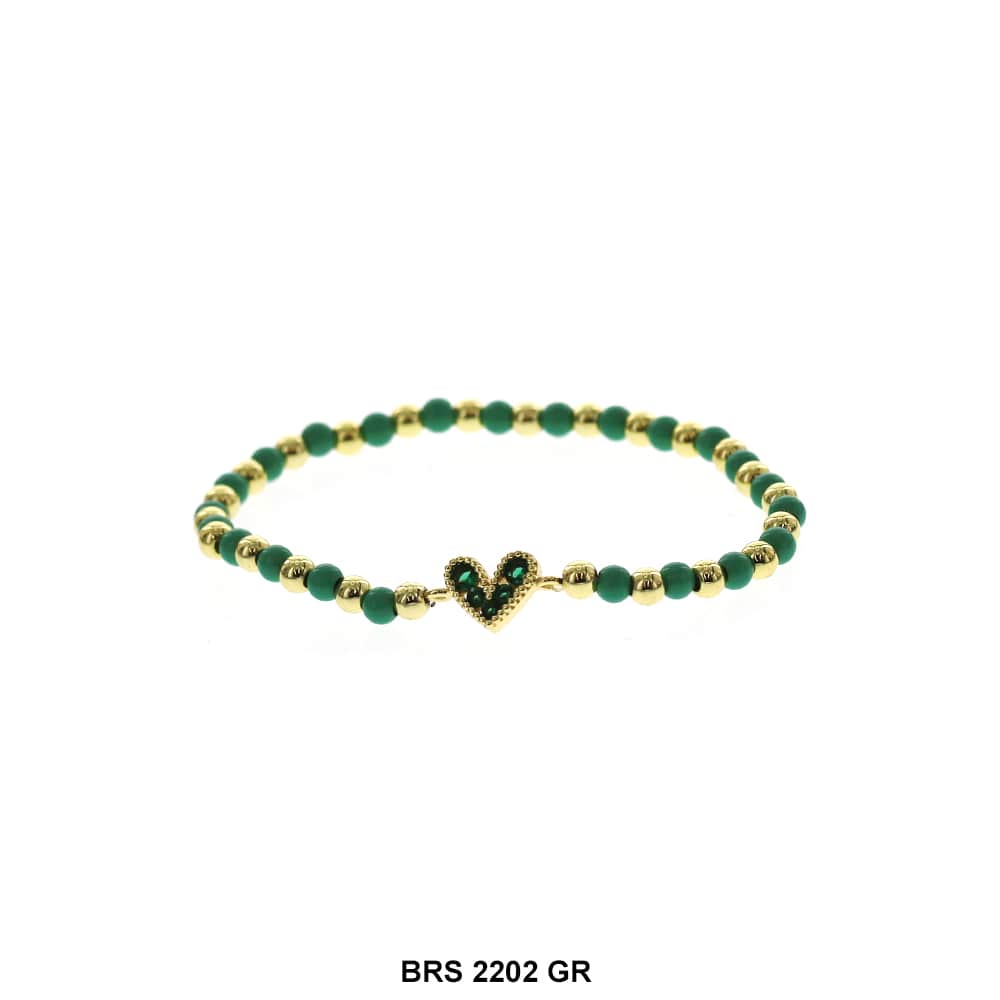 Heart Beaded Bracelet BRS 2202 G