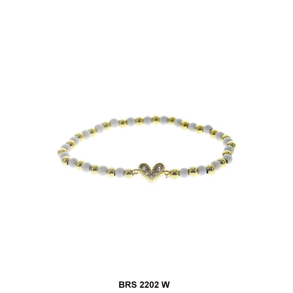 Heart Beaded Bracelet BRS 2202 W