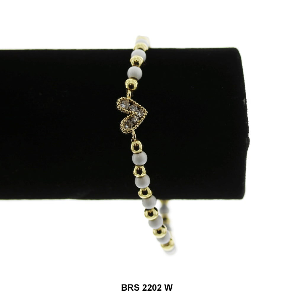 Heart Beaded Bracelet BRS 2202 W