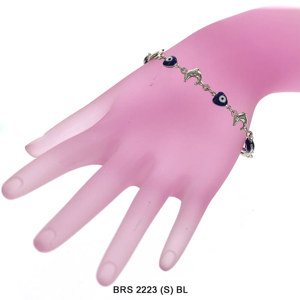 Delfín Con Corazón Evil Eye Beads Pulsera BRS 2223 (S) BL