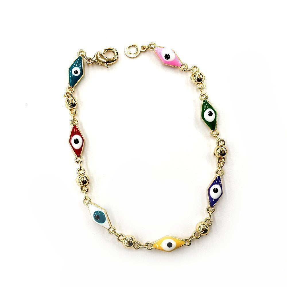 Diamond Rectangle Evil Eye Bracelet BRS 805