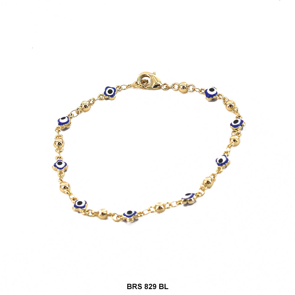 Square Flower Evil Eye Bracelet BRS 829 BL