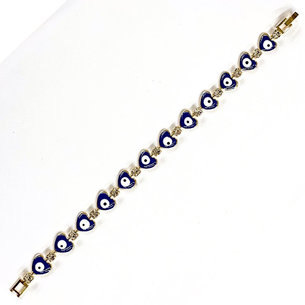 Heart With Cubic Zirconia Evil Eye Bracelet BRS 875 BL