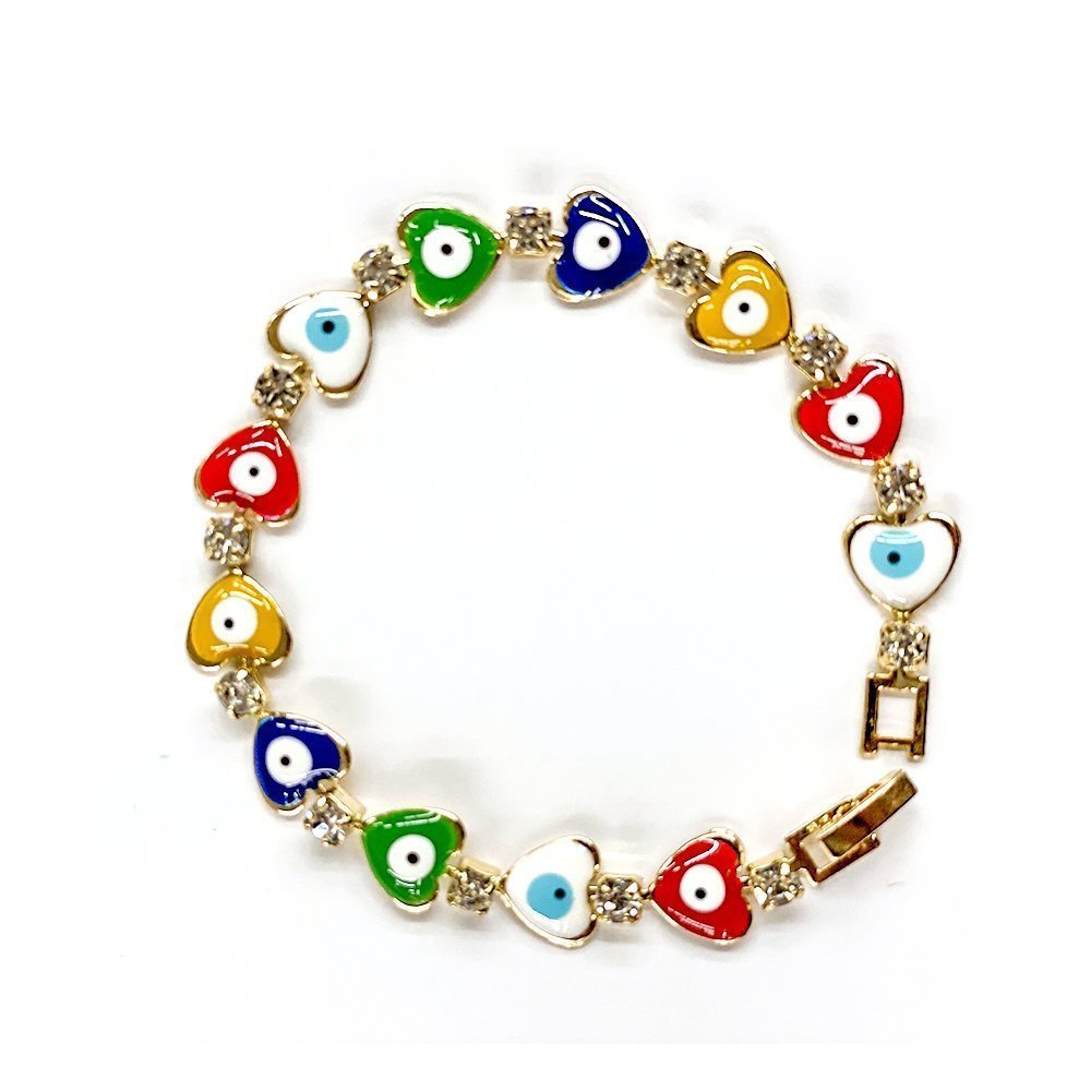 Heart With Cubic Zirconia Evil Eye Bracelet BRS 875 M