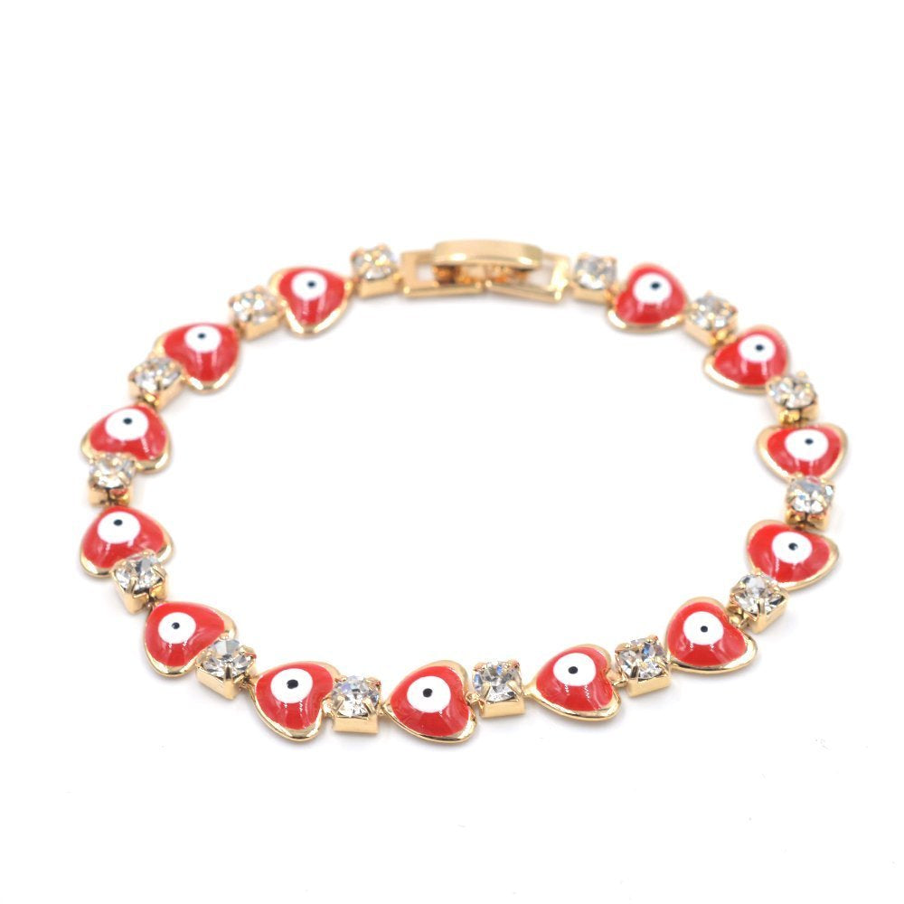 Heart With Cubic Zirconia Evil Eye Bracelet BRS 875 R