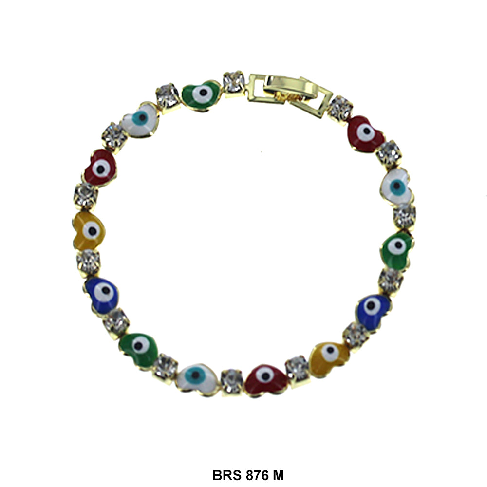 Heart With Cubic Zirconia Evil Eye Bracelet BRS 876 M