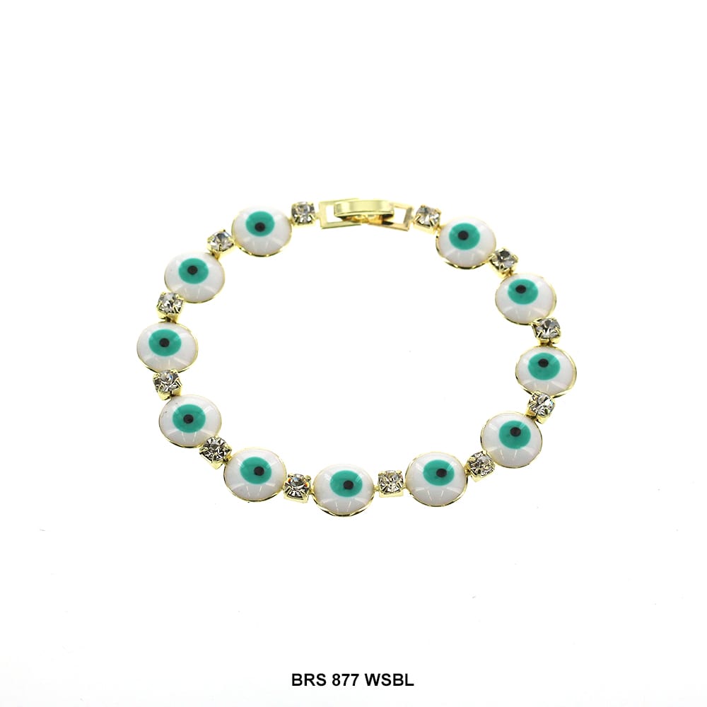 Pulsera Redonda Con Zirconia Cúbica Evil Eye BRS 877 WSBL