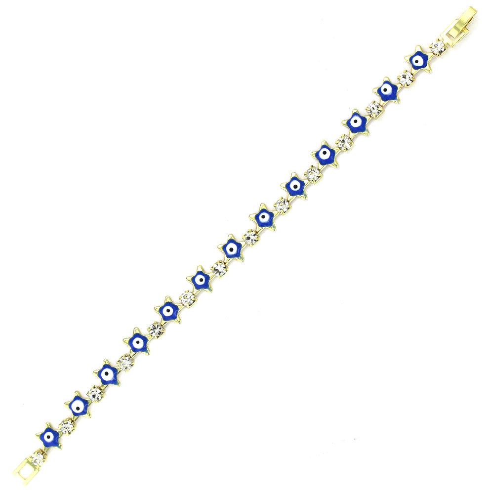 Pulsera Estrella Con Zirconia Cúbica Mal De Ojo BRS 878 BL