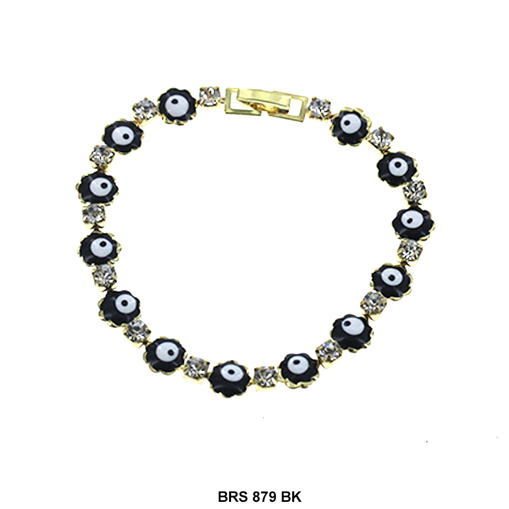 Pulsera Redonda Con Zirconia Cúbica Mal De Ojo BRS 879 BK