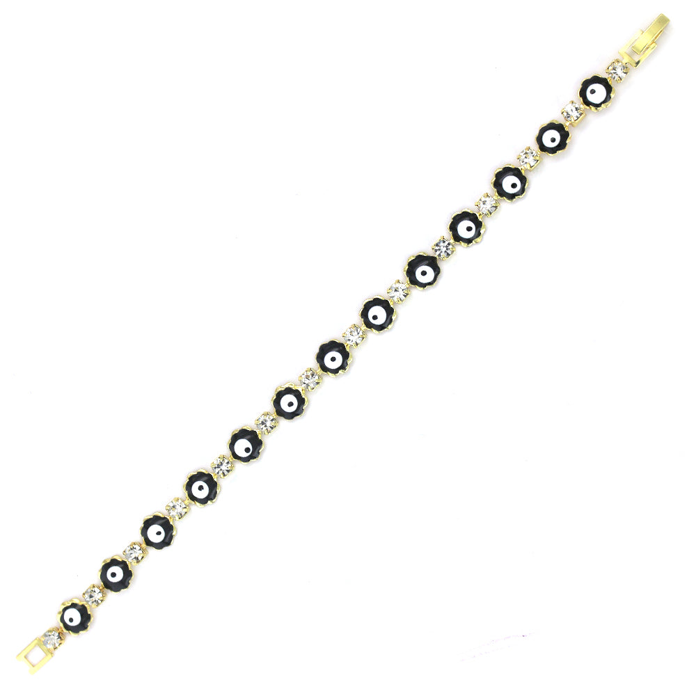 Pulsera Redonda Con Zirconia Cúbica Mal De Ojo BRS 879 BK