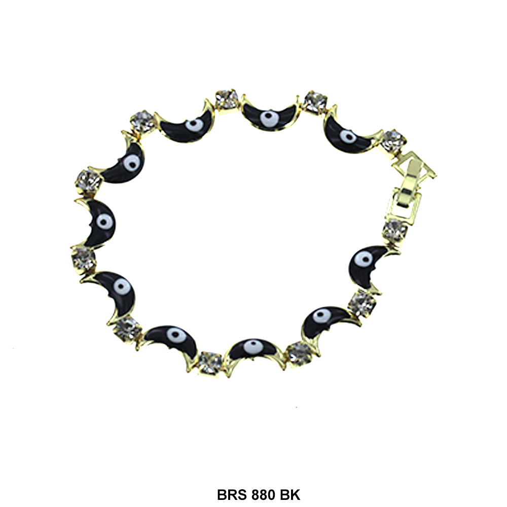 Moon With Cubic Zirconia Evil Eye Bracelet BRS 880 BK