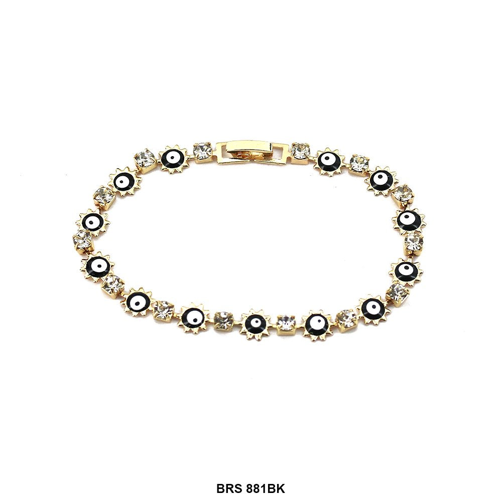 Pulsera Estrella Redonda Con Zirconia Cúbica Mal De Ojo BRS 881 BK