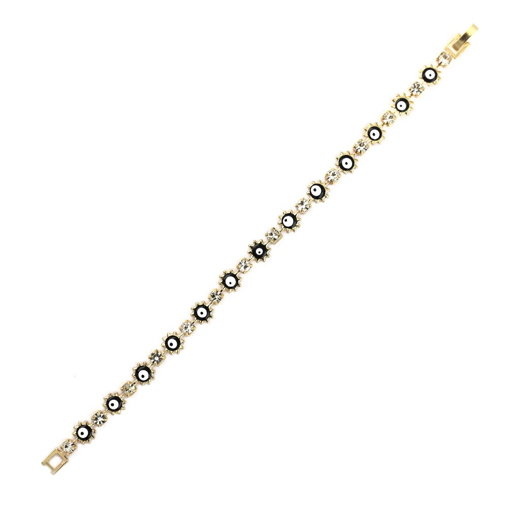 Pulsera Estrella Redonda Con Zirconia Cúbica Mal De Ojo BRS 881 BK