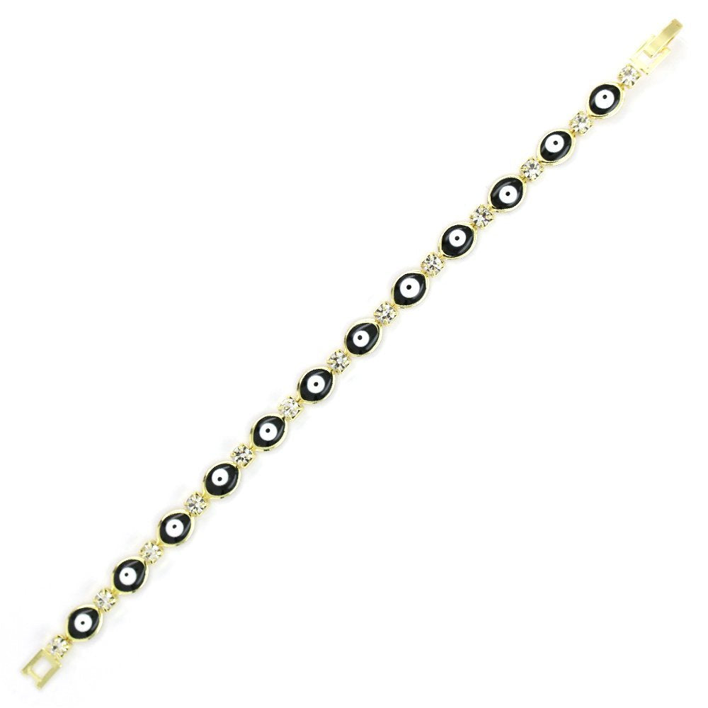 Oval With Cubic Zirconia Evil Eye Bracelet BRS 882 BK