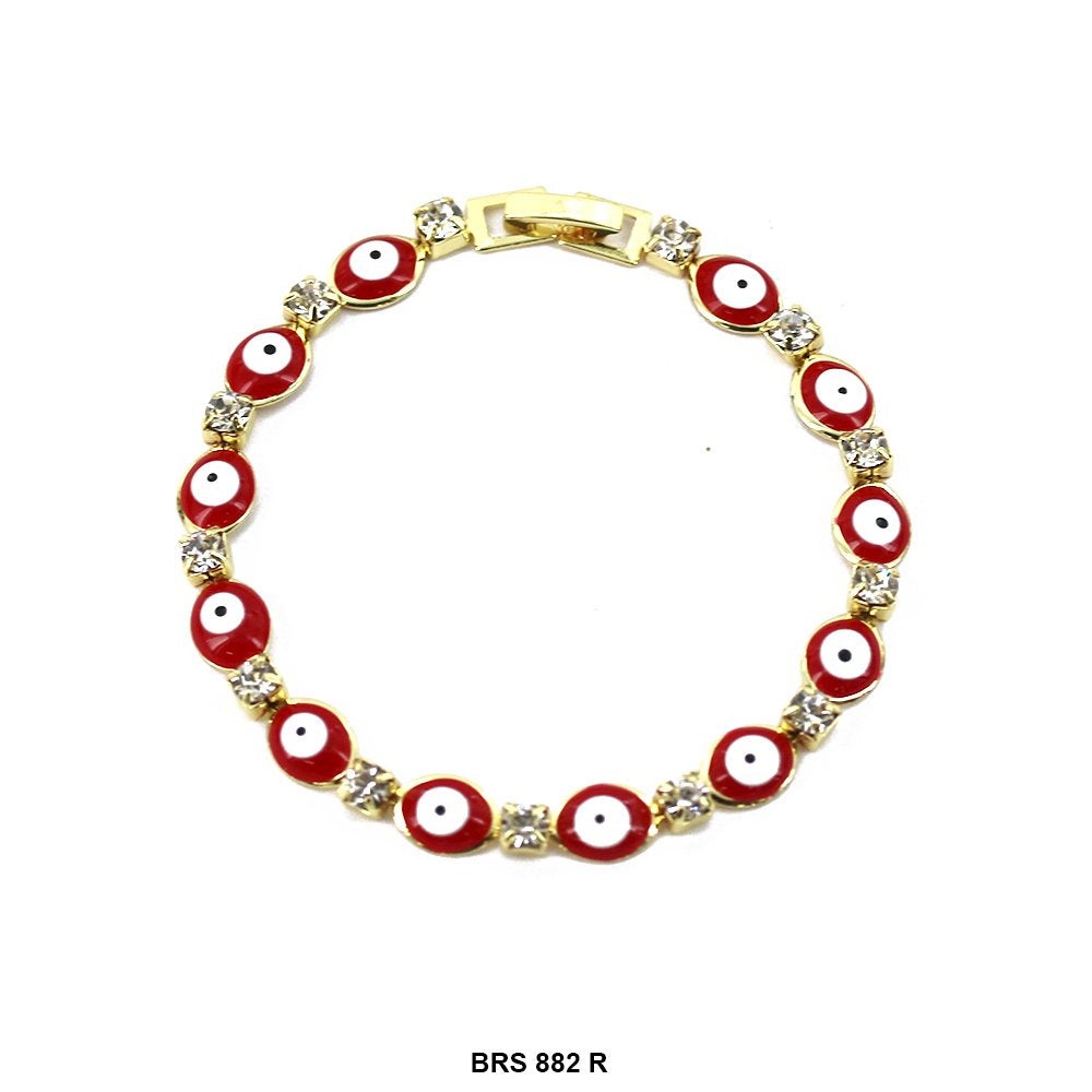 Oval With Cubic Zirconia Evil Eye Bracelet BRS 882 R