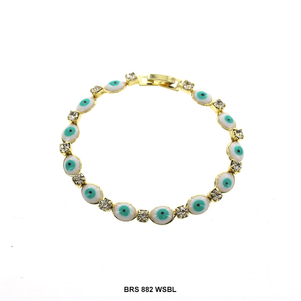 Pulsera Ovalada Con Zirconia Cúbica Evil Eye BRS 882 WSBL