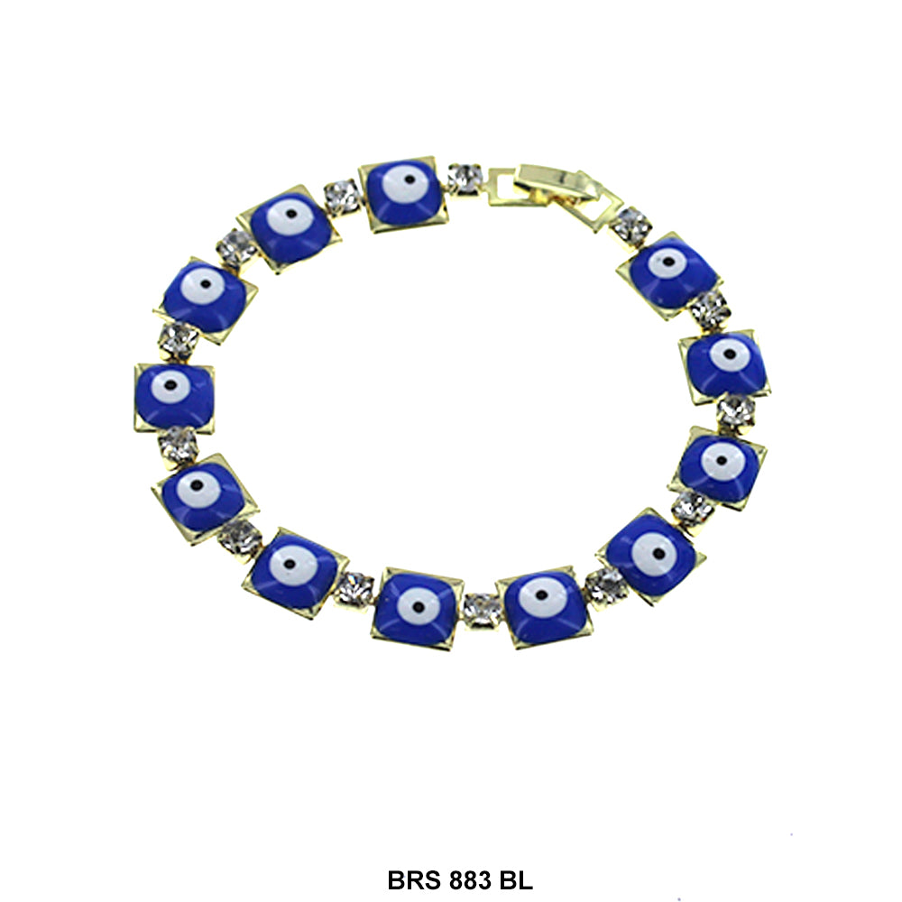 Square With Cubic Zirconia Evil Eye Bracelet BRS 883 BL