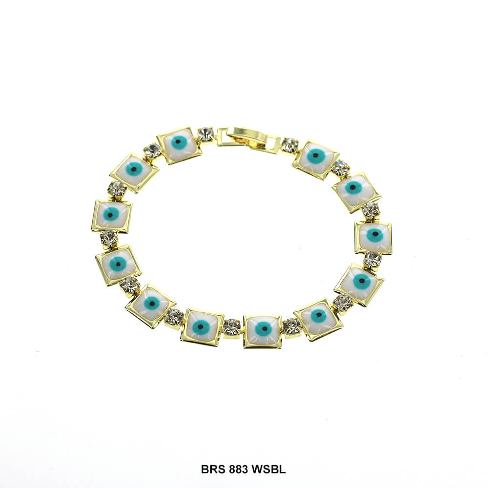 Pulsera Cuadrada Con Zirconia Cúbica Evil Eye BRS 883 WSBL