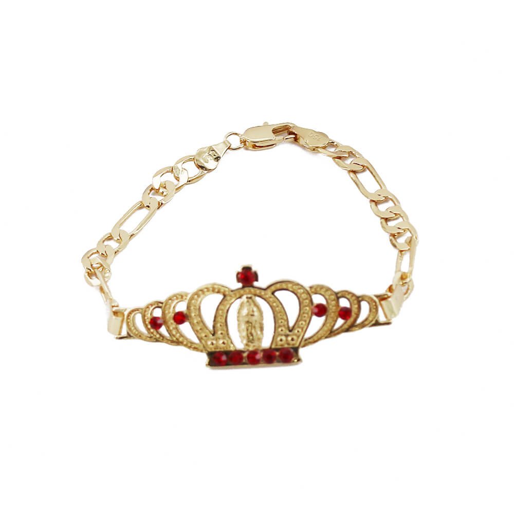 Guadalupe Crown Figaro Bracelet Red BRS 892 R