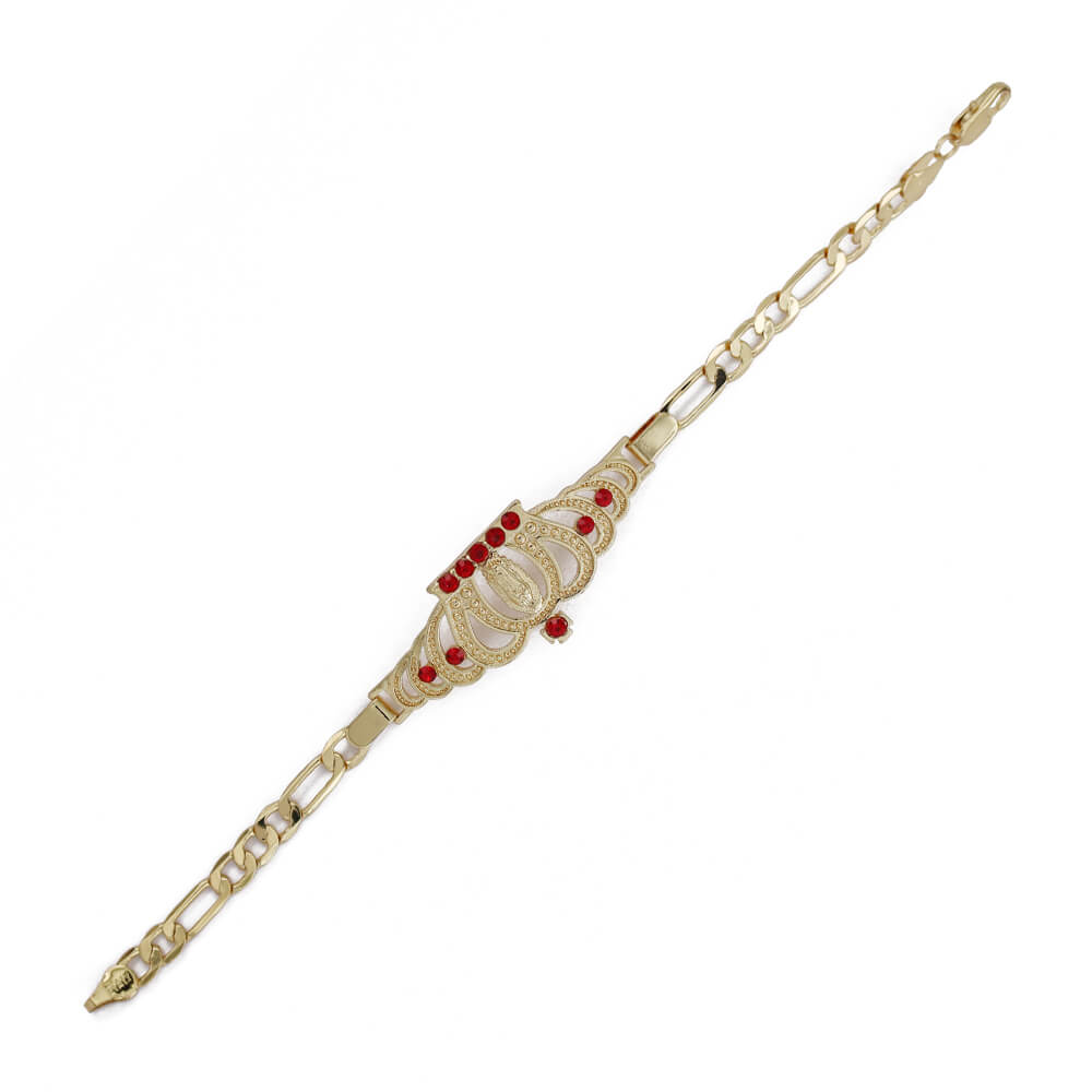 Guadalupe Crown Figaro Bracelet Red BRS 892 R