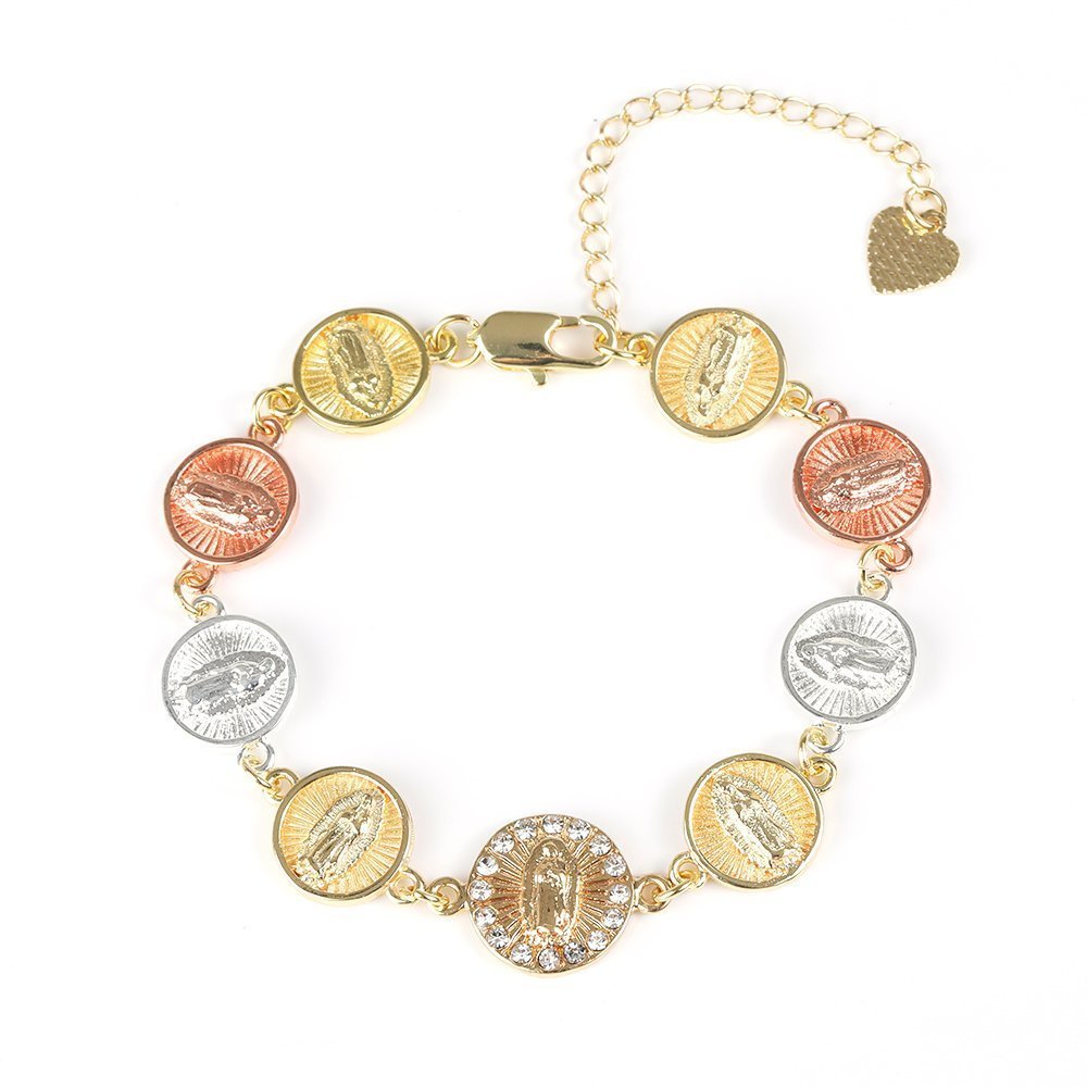 Guadalupe Medallion Tri Color Bracelet BRS 909