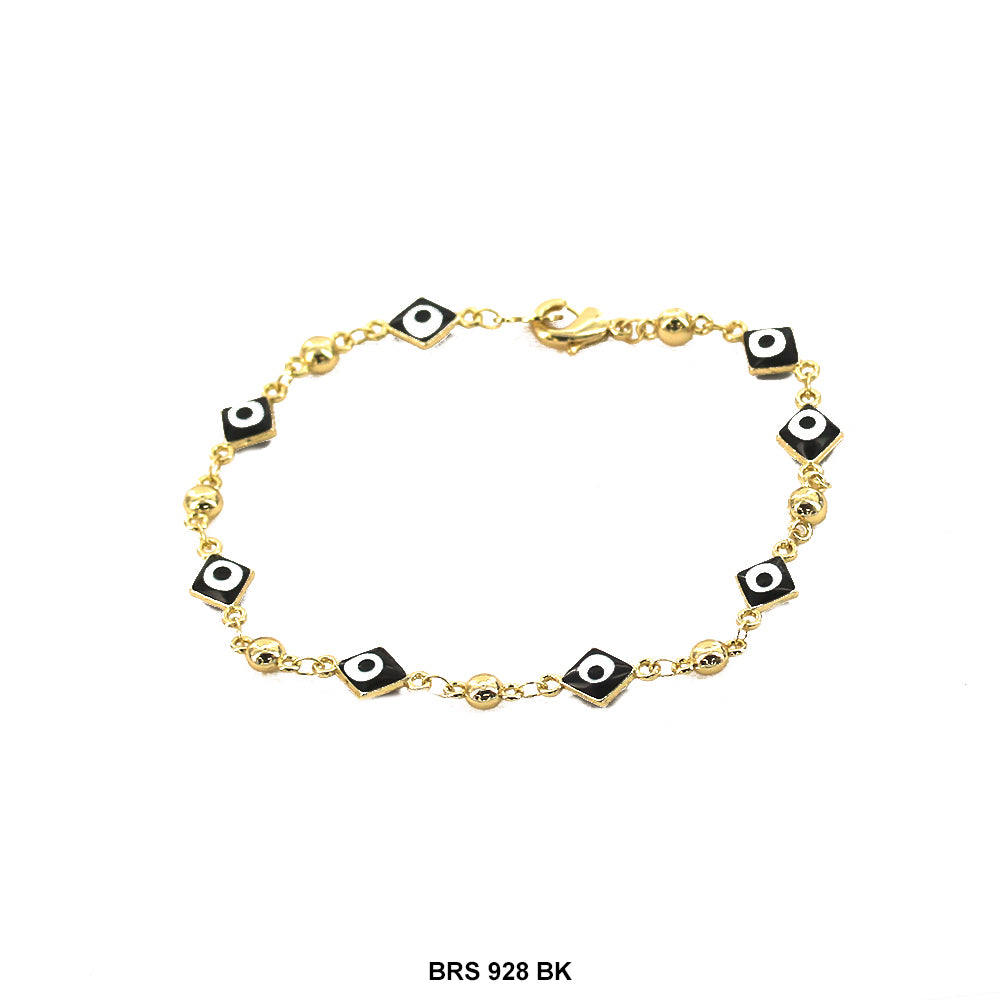 Square Corners Evil Eye Bracelet BRS 928 BK