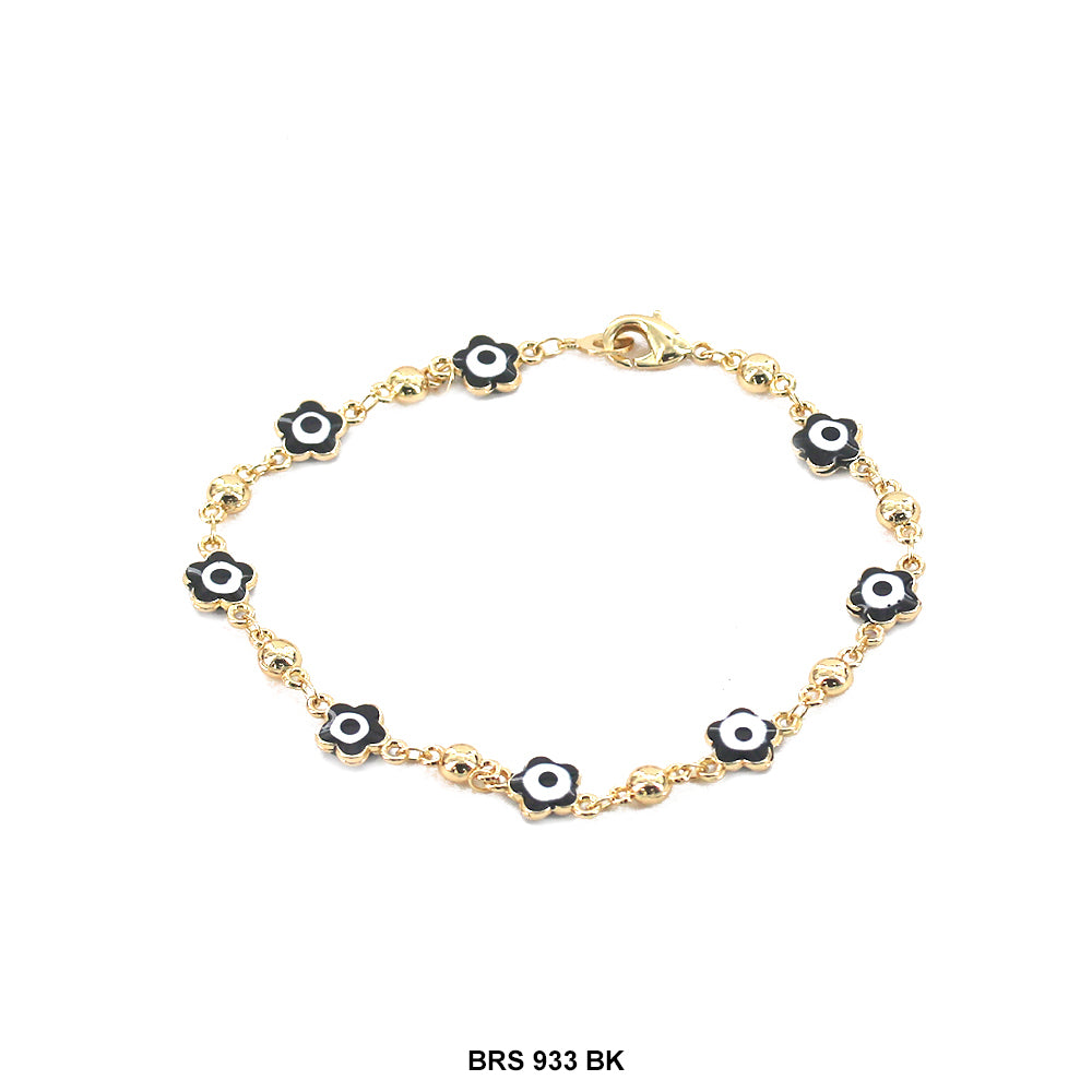 Round Flower Evil Eye Bracelet BRS 933 BK