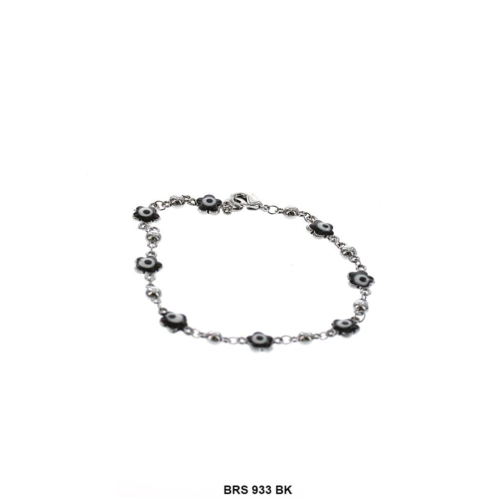 Round Flower Evil Eye Bracelet BRS 933 BK S