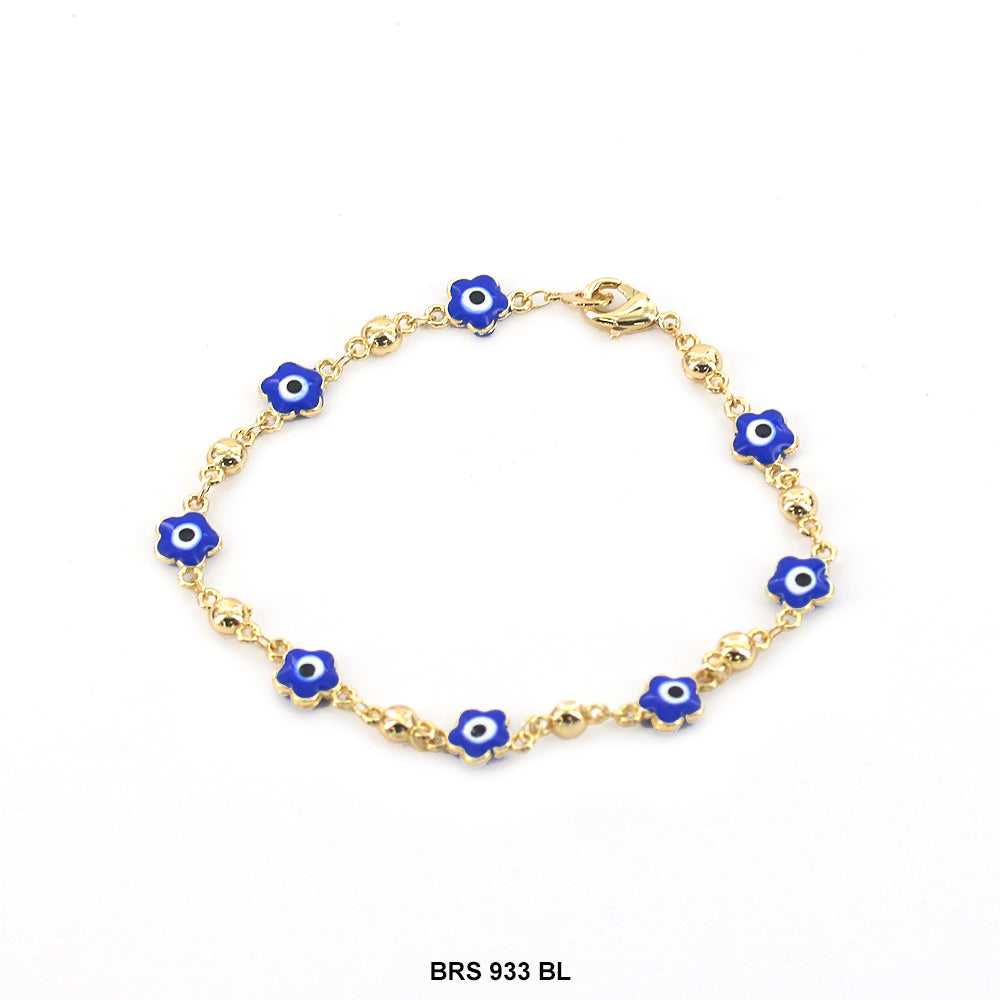 Round Flower Evil Eye Bracelet BRS 933 BL